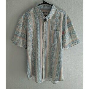 RSVLTS Aztec Pastel Down Down Shirt Men's Size Large Roosevelts Short Sleeve Top